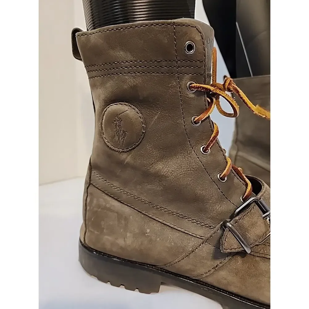 Polo Ralph Lauren Ranger Buckle Boots Mens Grey/Olive Nubuck Leather Sz 13